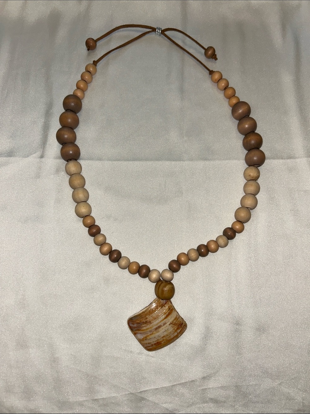 Handcrafted Brown Beaded Necklace with Stone Pendant